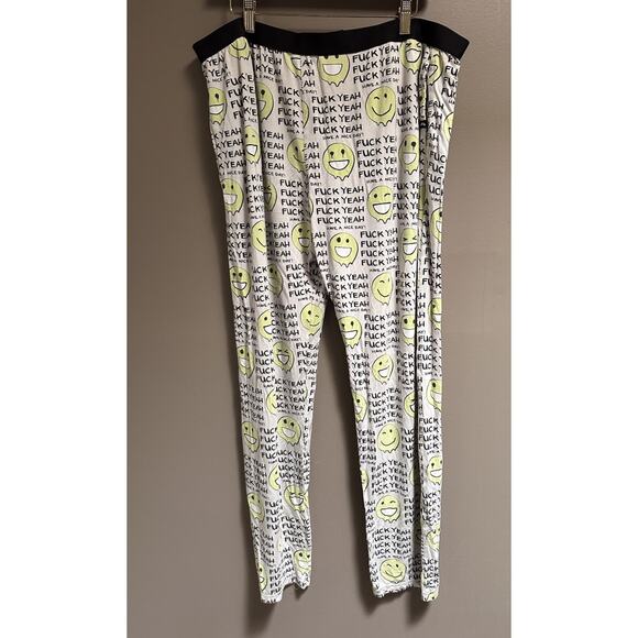 Meundies Unisex Modal PJ Lounge Pants Smileys Beige NeonGreen Back Pockets Sz 2X - Picture 1 of 8